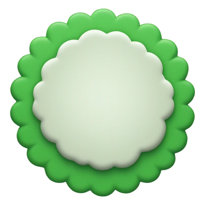 shape of a single circular green badge that has scalloped edges  sticker