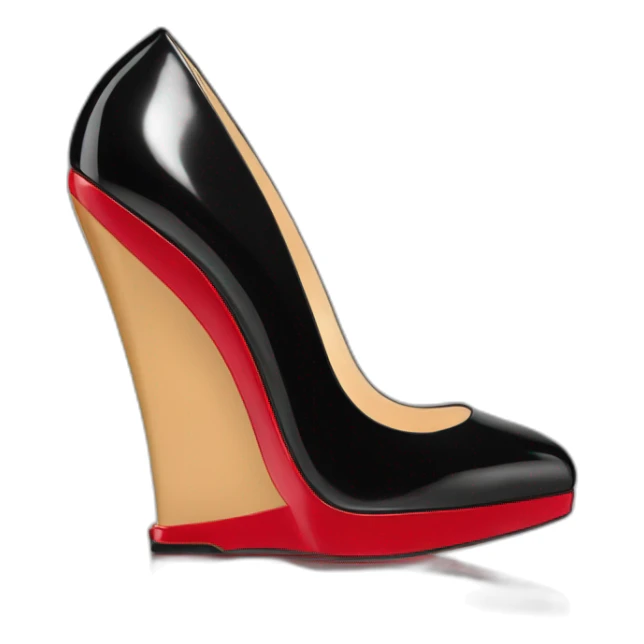 WEDGE heel LOUBOUTIN black leather PATENT sticker