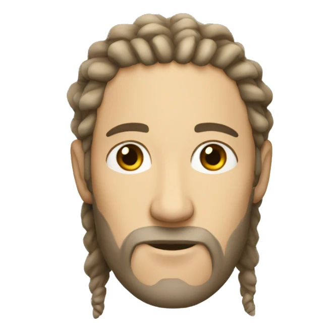 A white man with no beard and no mustache, with dread locks wearing a kippa sticker