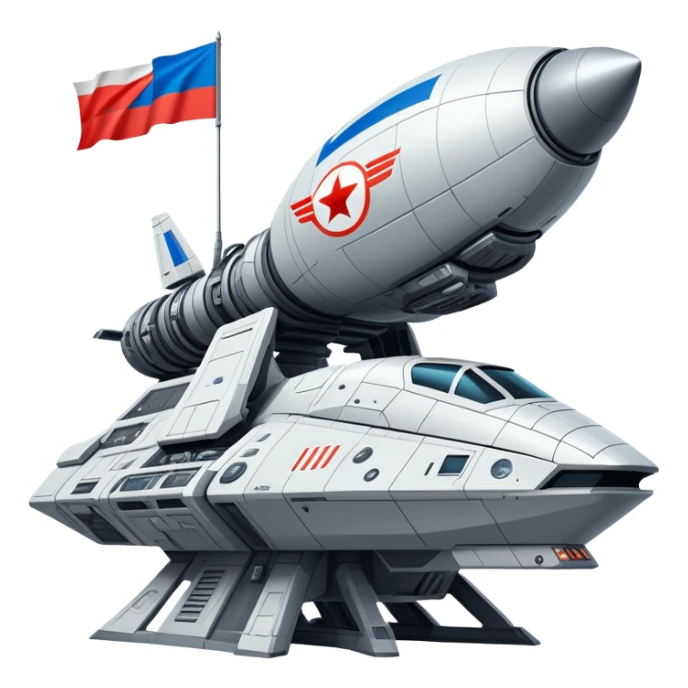 Massive Russian orbital battlestation with flag-themed hull design sticker