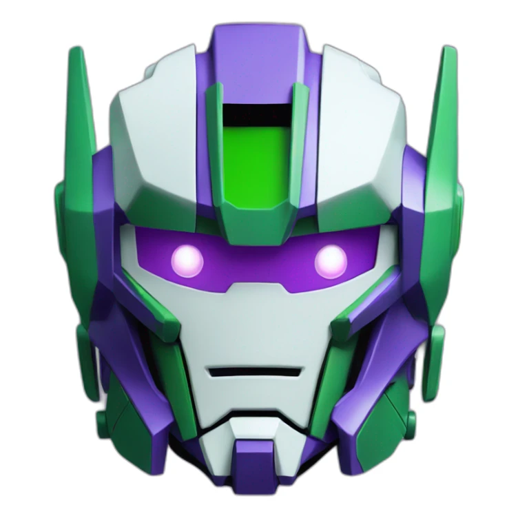 purple and green gundam mecha face sticker
