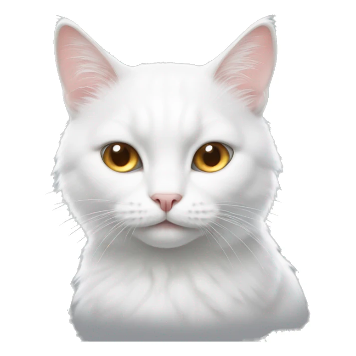 white cat with fur and heterochromic eyes sticker