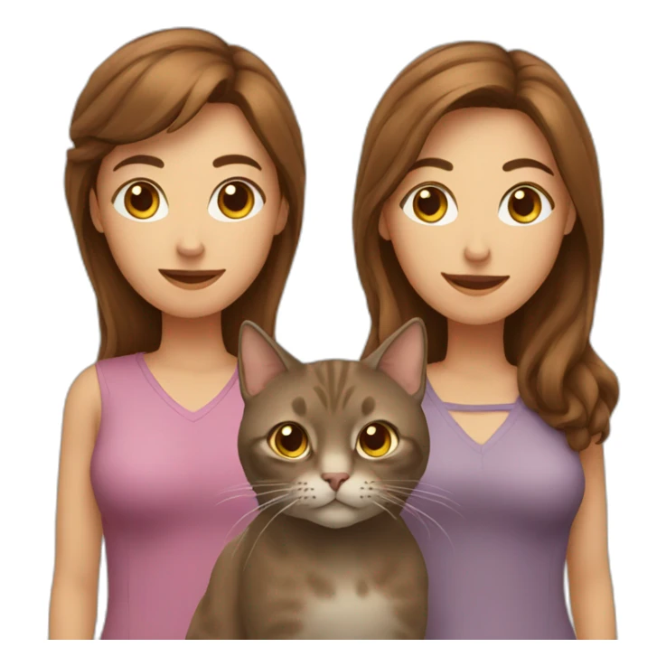 two cats with woman with brown hair sticker