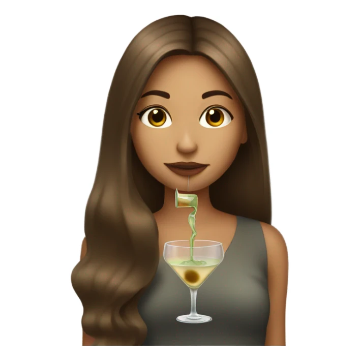 Long brown hair girl drinking a dirty martini sticker