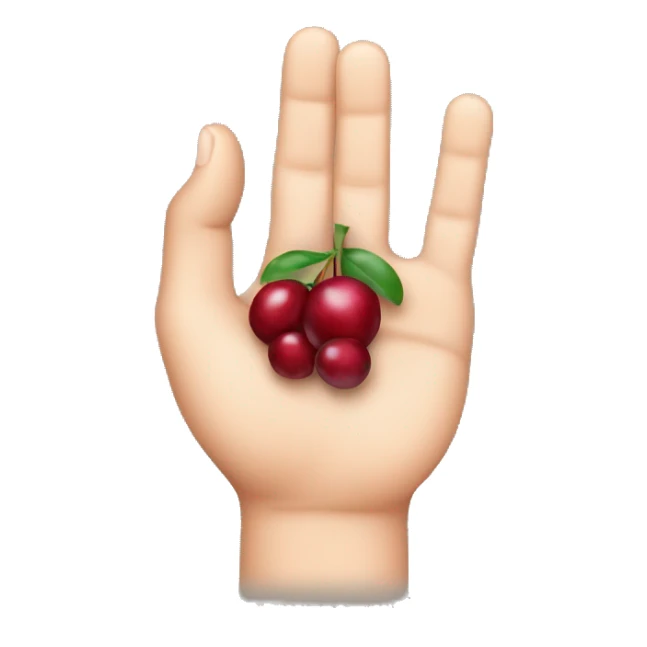 hand holding a cranberry between thumb and index finger sticker