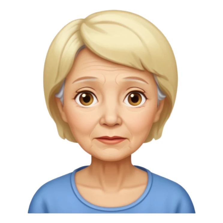 An old woman with short blonde hair going to her chin ￼ sticker