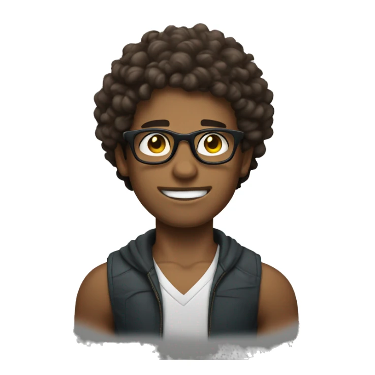 boy curly hair biceps white skin glasses sticker
