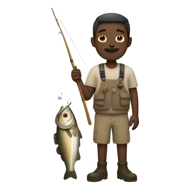 fishing man with beige and dark skin sticker