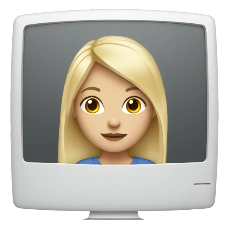 white and blonde Girl with computer sticker