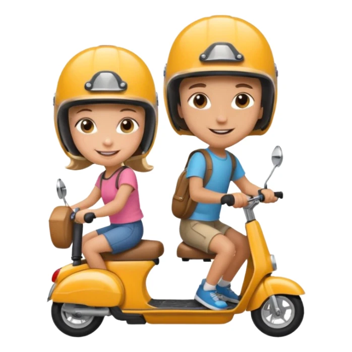 Un garçon et une fille sur une trottinette sticker