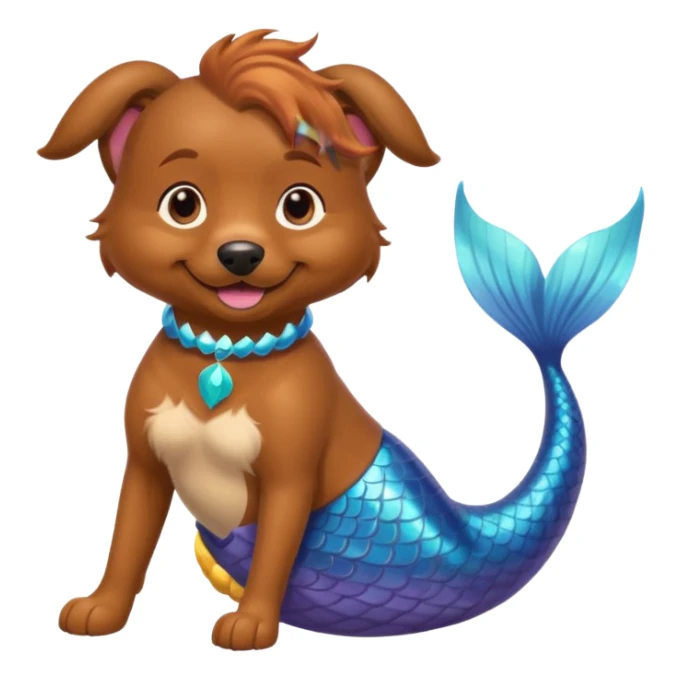 Happy brown dog with mermaid tail sticker