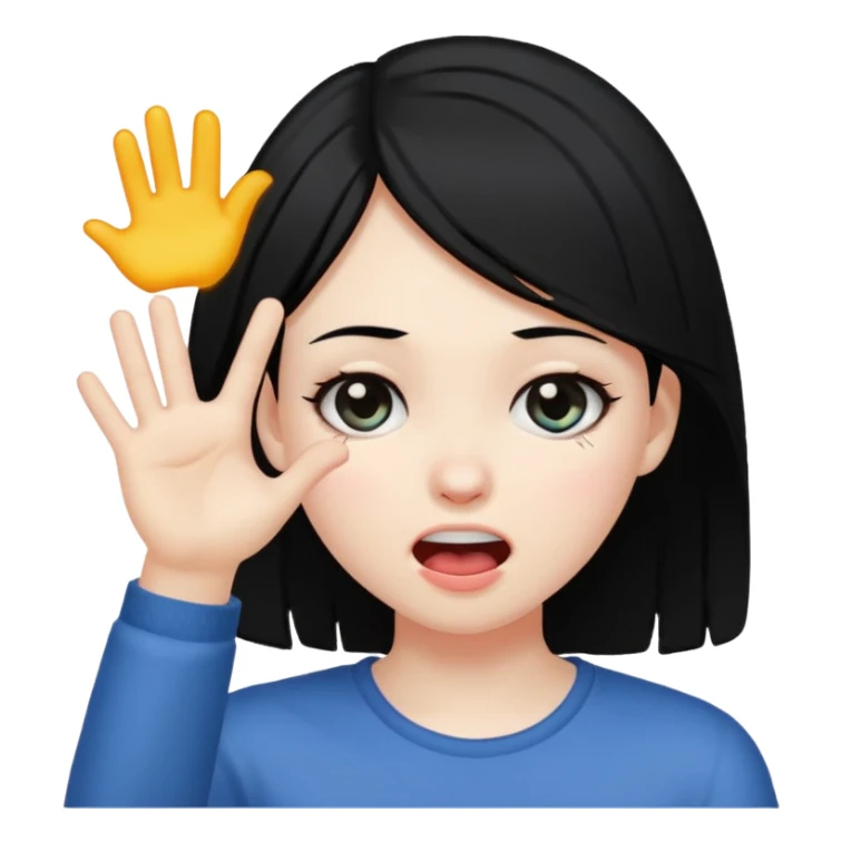 black hair girl throwing up  sticker