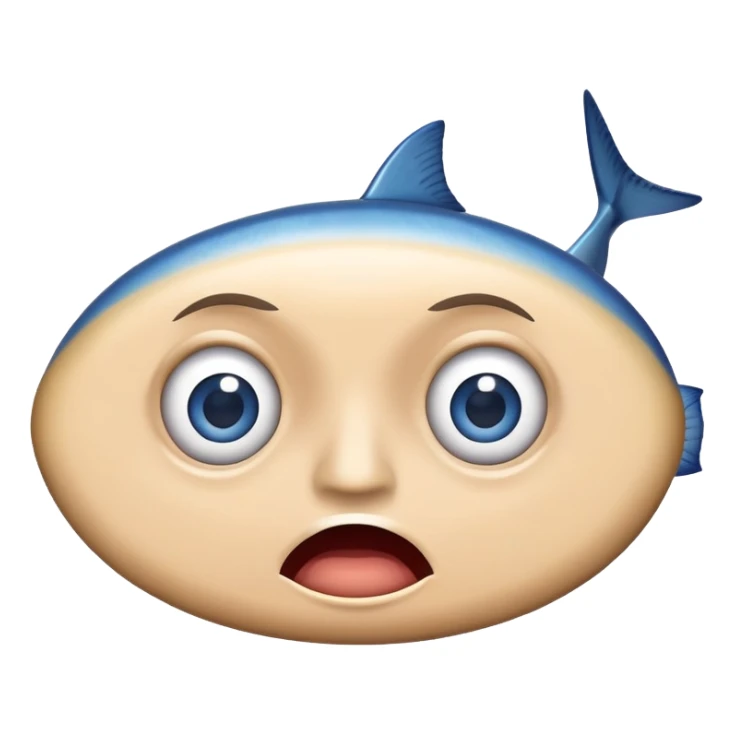 i want a set for 4 emotes about a blue sardine with different expressions: happy, angry, surprised, scared sticker