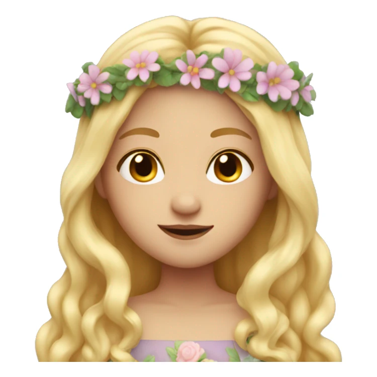 fairy with long blonde hair and flower crown sticker