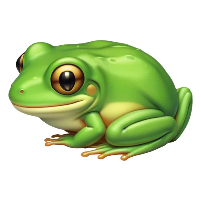 Meme-Worthy Cute Sleeping Green Tree Frog Portrait Emoji, Head resting peacefully with a contented smile, showcasing a compact, vividly green body with softly closed, serene eyes, Simplified yet adorably endearing features, highly detailed, glowing with a soft, drowsy jungle light, high shine, relaxed and utterly lovable, stylized with an air of playful laziness, soft glowing outline, capturing the essence of a sleeping green tree frog that feels destined to become the next viral icon of adorable rest! sticker