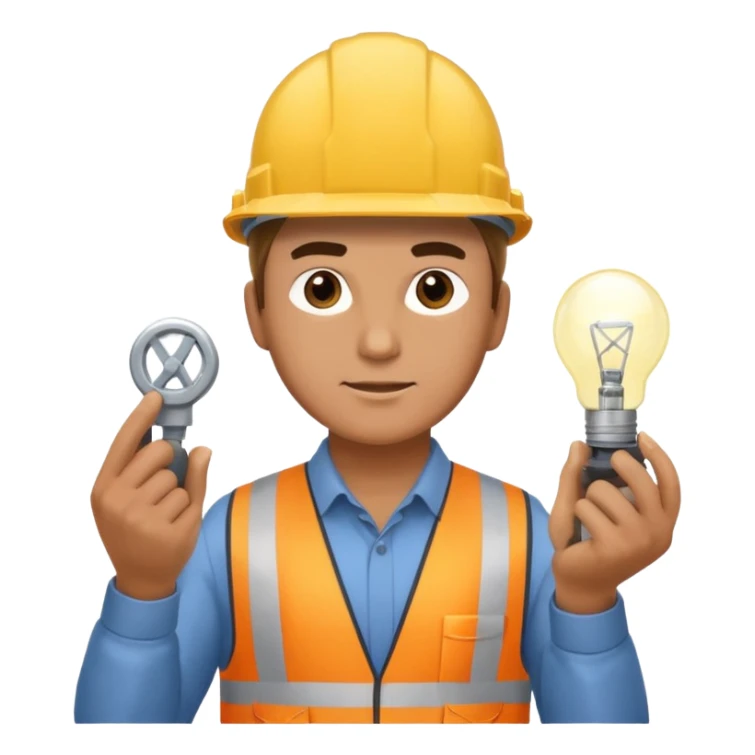 Am man Electricity power employer at work with a light sticker