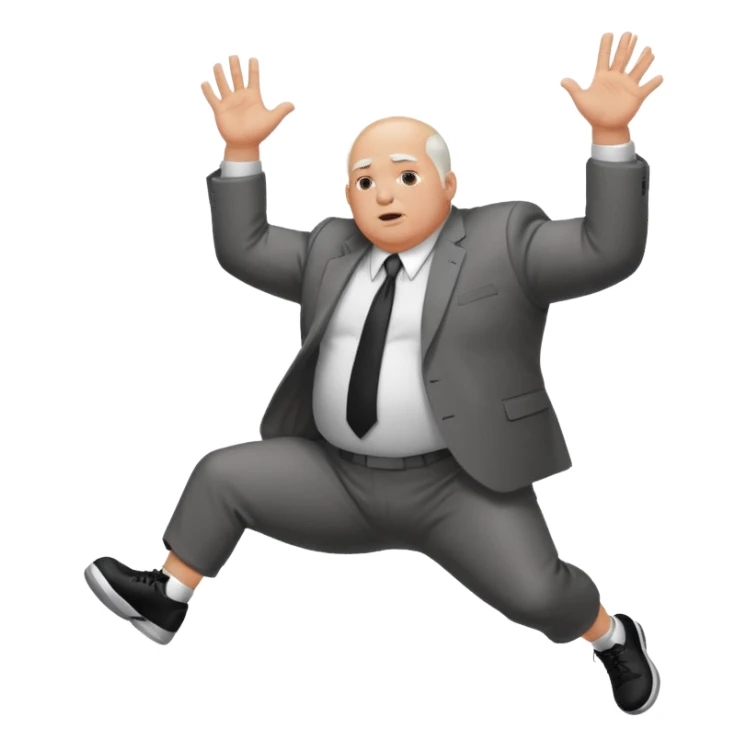 bald fat guy with white hair on the sides in a suit dunking basketball sticker