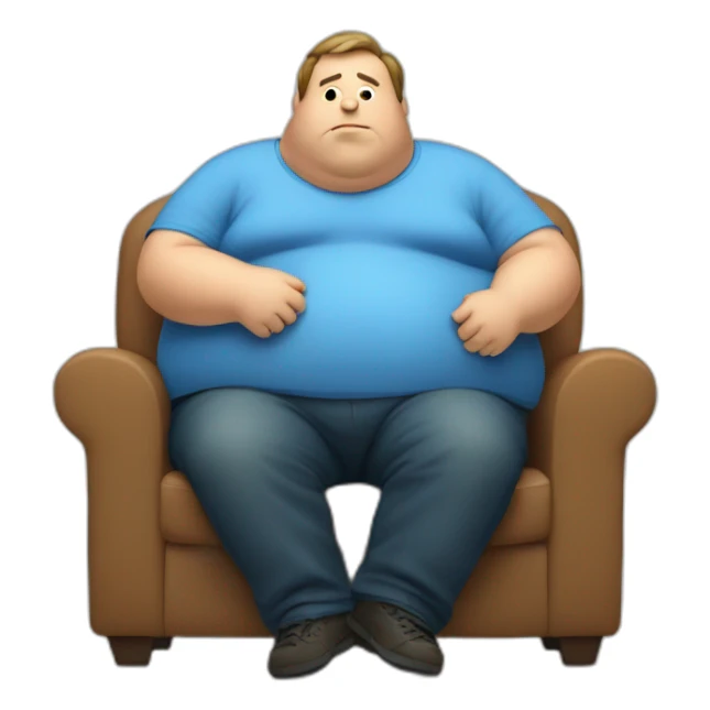 obese man with big belly watching tv sticker
