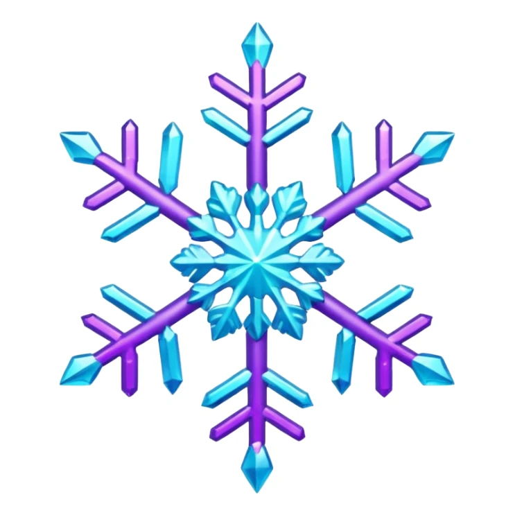 cyan and purple snowflake glitter sticker
