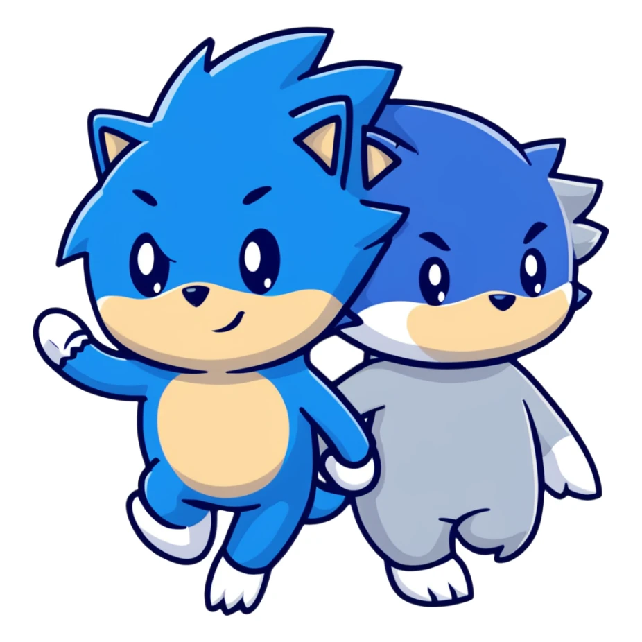 Sonic the blue hedgehog and Silver the white/silver hedgehog holding hands together as friends sticker