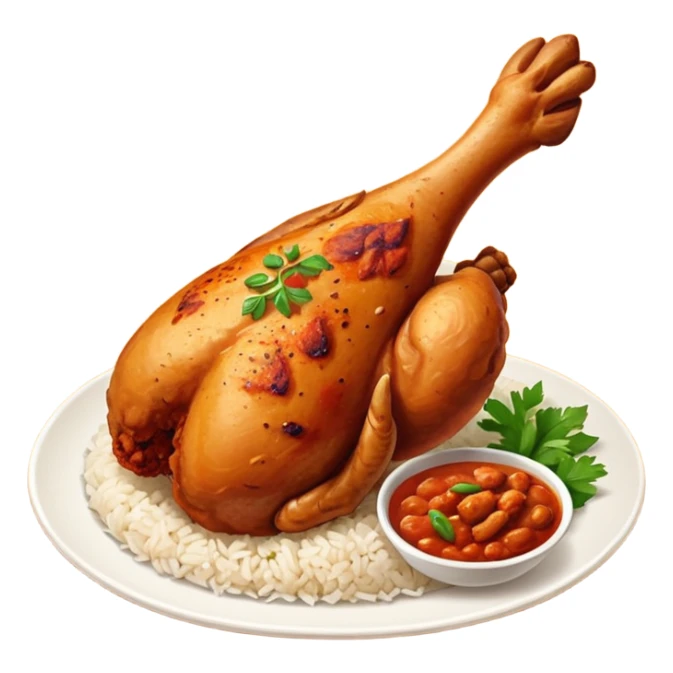 chickenwhole leg fry with  tandoori red masala rice sticker