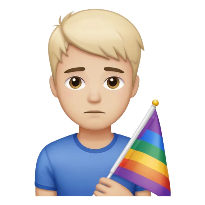 gay guy that’s really sad holding a pride flag sticker