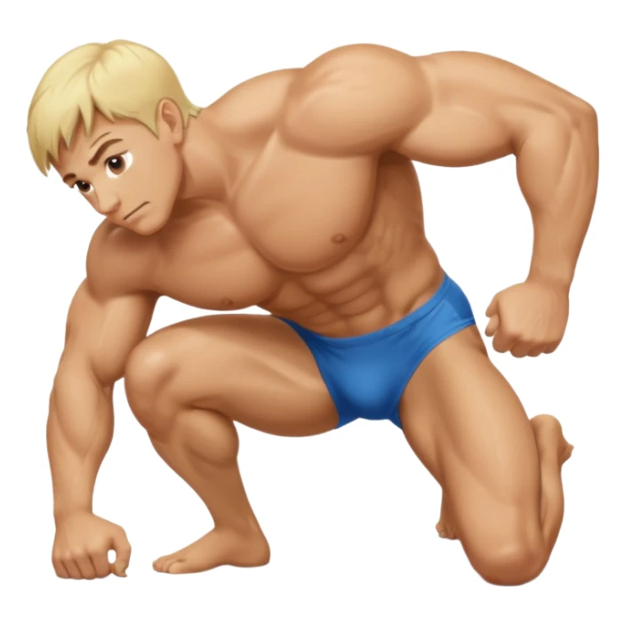 Blonde, white, Naked man, spreading butt cheeks, bent over, exposed ass hole, testicles, balls, looking back at camera sticker