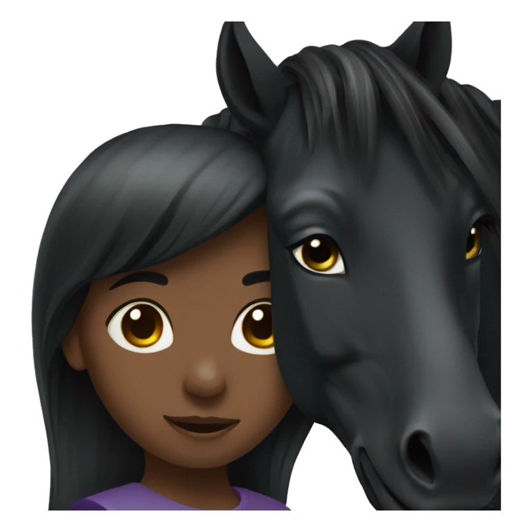 Girl and black horse sticker