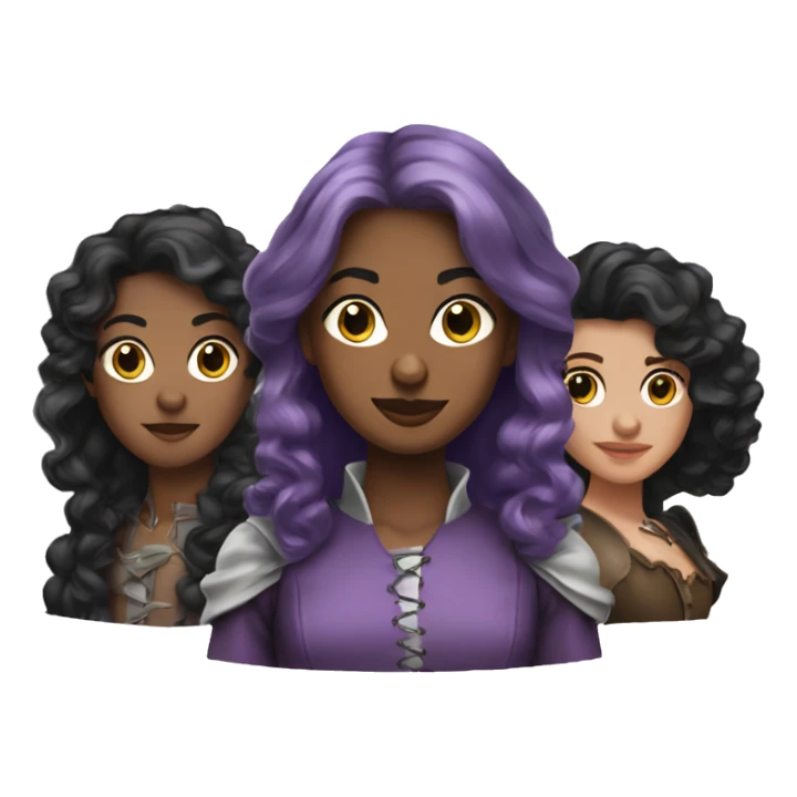 Three musketeers 2 black women lilac hair dark eyes sticker