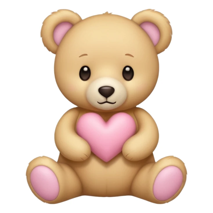 Teddy bear with a heart in soft pink, beige and yellow pastel colors sticker