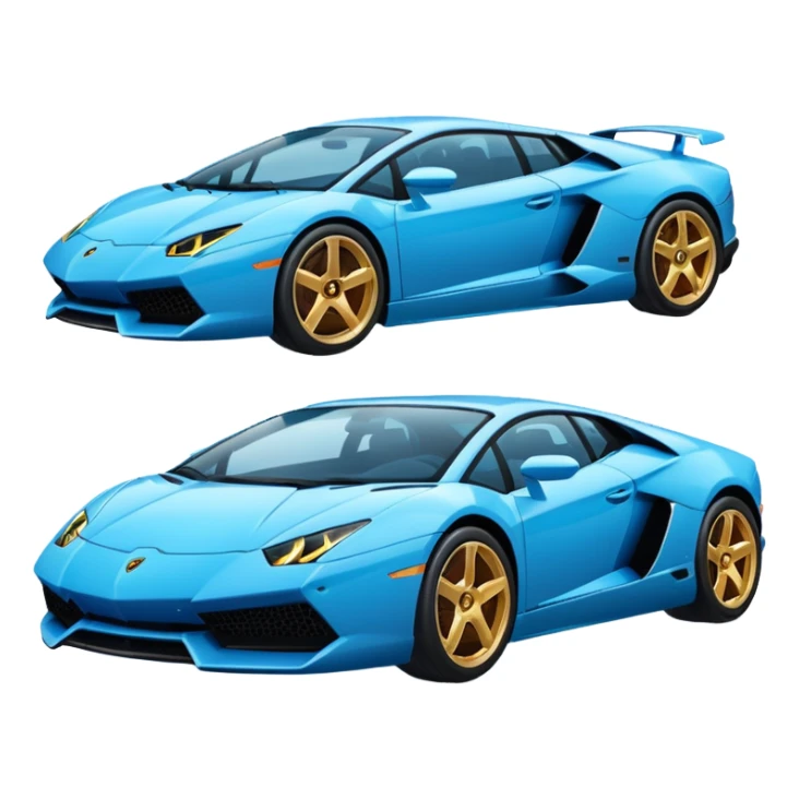 Make a sports car emoji lambo blue a light blue combo for the color sticker