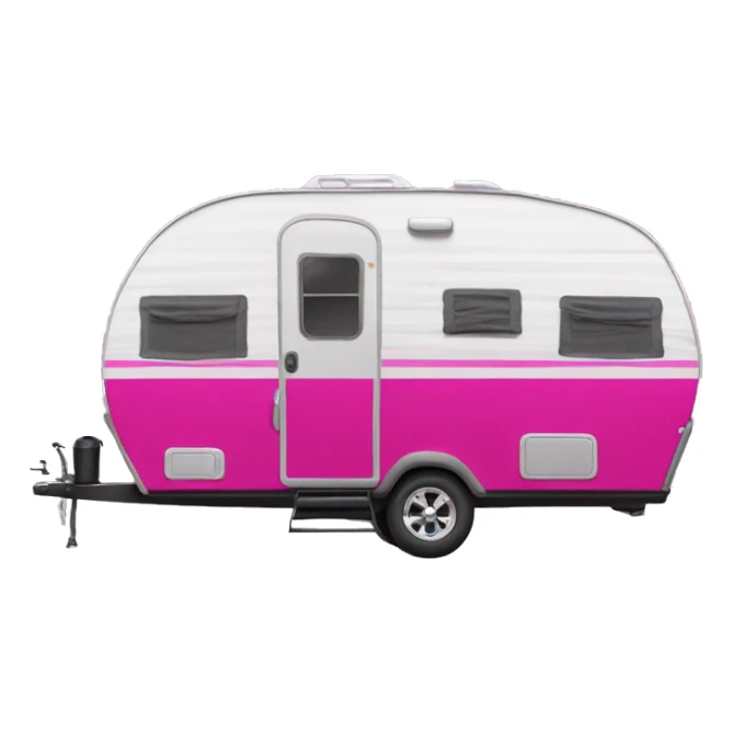 Realistic fuschia camping travel trailer isolated.  sticker