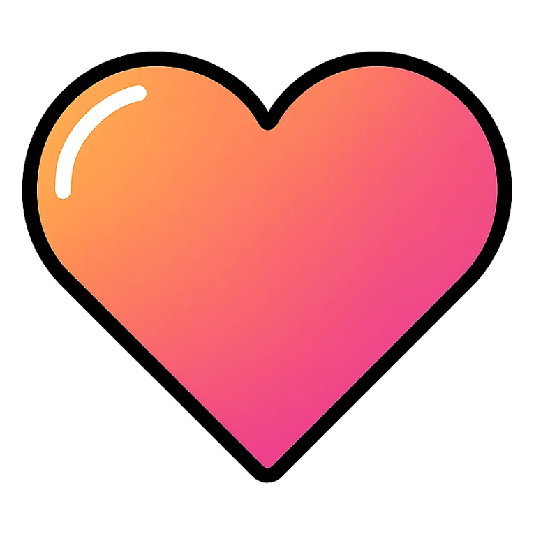 gradient heart icon, modern icon style, clean lines, glassy effect, no text sticker