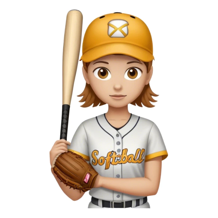 female softball player with light brown hair and hazel eyes sticker