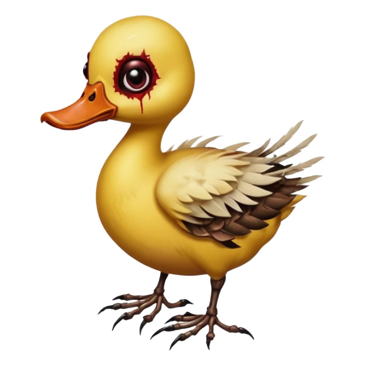 Zombie duckling with spider legs horror bloody eyes sticker