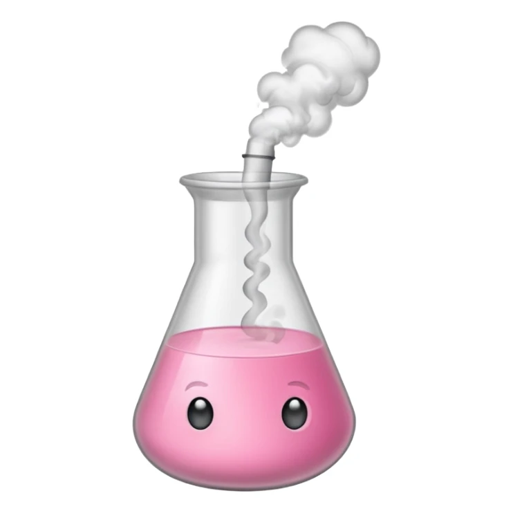 pink beaker with smoke no face one tube sticker