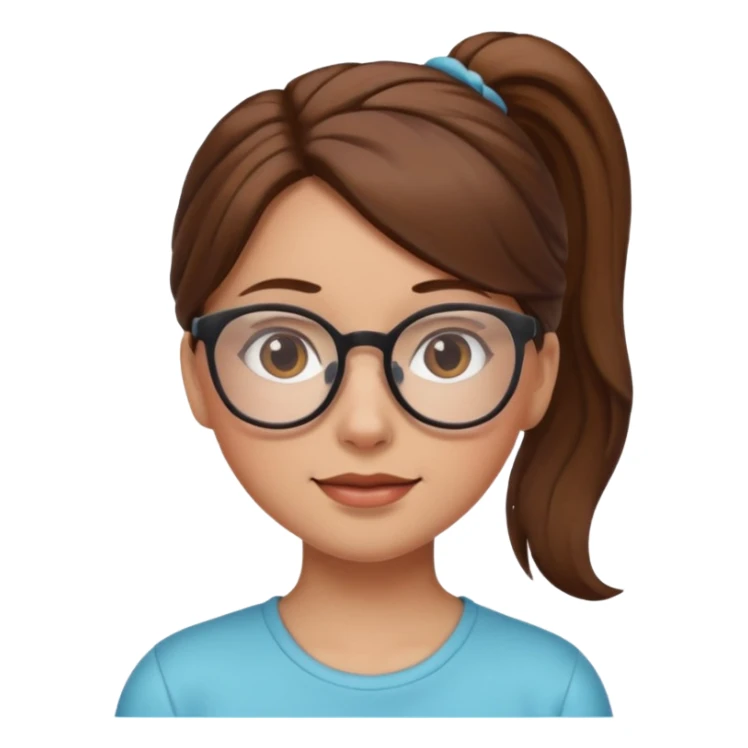 brown haired Ponytail Girl with Glasses sticker