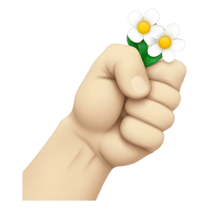 white raised fist with flower in fist emoji sticker