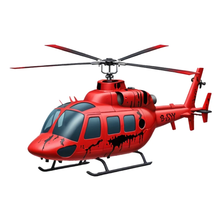 horror-themed helicopter covered in blood with gory details sticker
