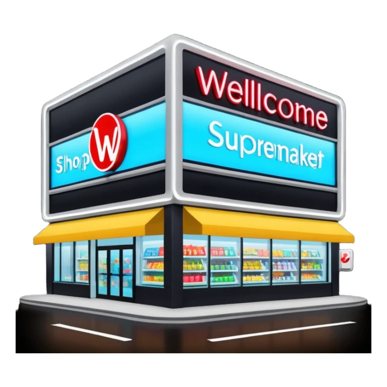 create a supermarket shop front, that looks like a wellcome store sticker