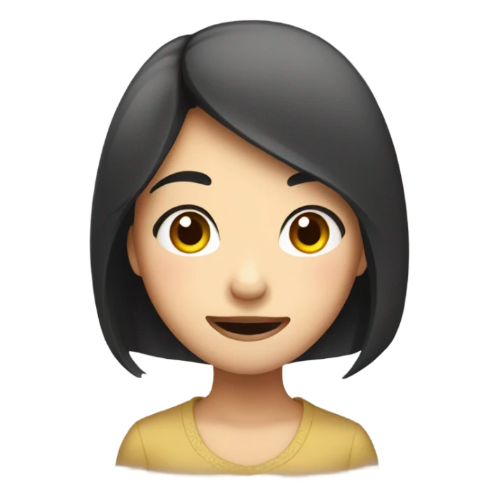 Emotional Asian 20s girl trying to smile sticker