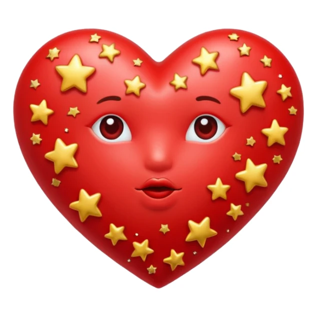 Red kissing heart surrounded by stars sticker