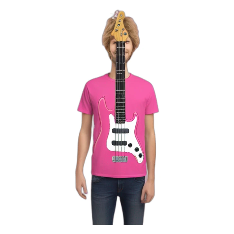 bruned-long-bassguitar-player-pink-tshirt-pink sticker
