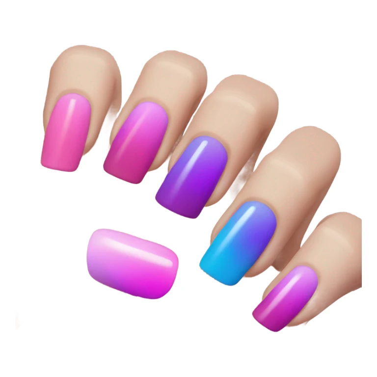 Nails with pink, purple and blue I. That order sticker