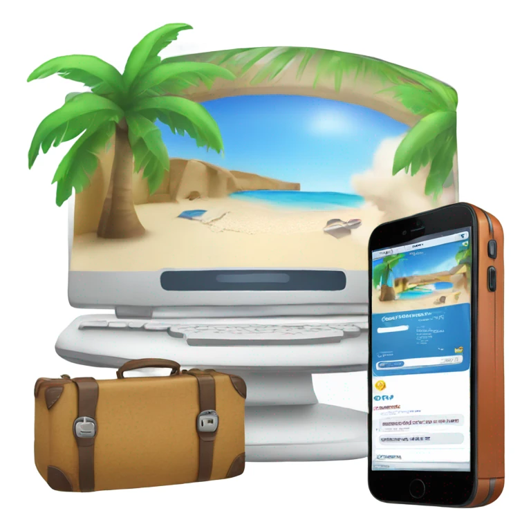 computer with a travel agency website in the screen sticker