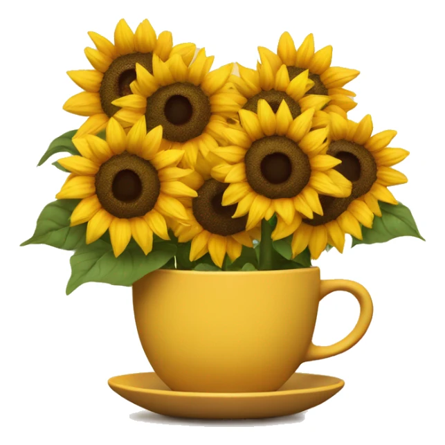 Bunch of sunflowers with coffee sticker