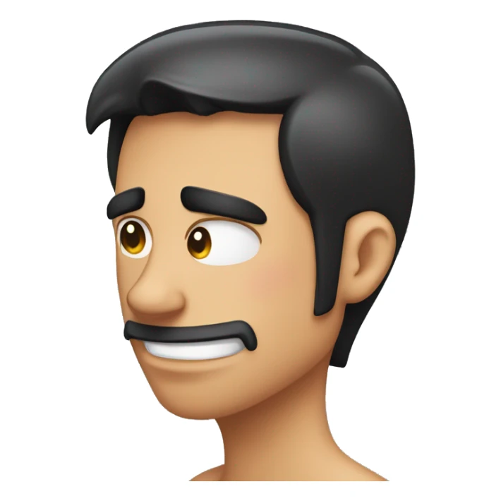 Blushing man with black hair scratching his head sticker