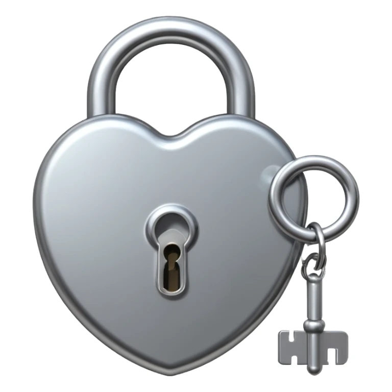 A chrome silver lock and key emoji, smooth metallic surfaces, glossy reflections, luxury swag vibe, minimal iOS emoji style, centered on clean white background sticker