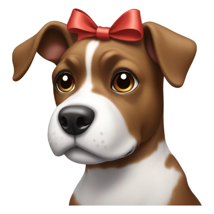 Brown, Black and White dog with a bow on its head sticker