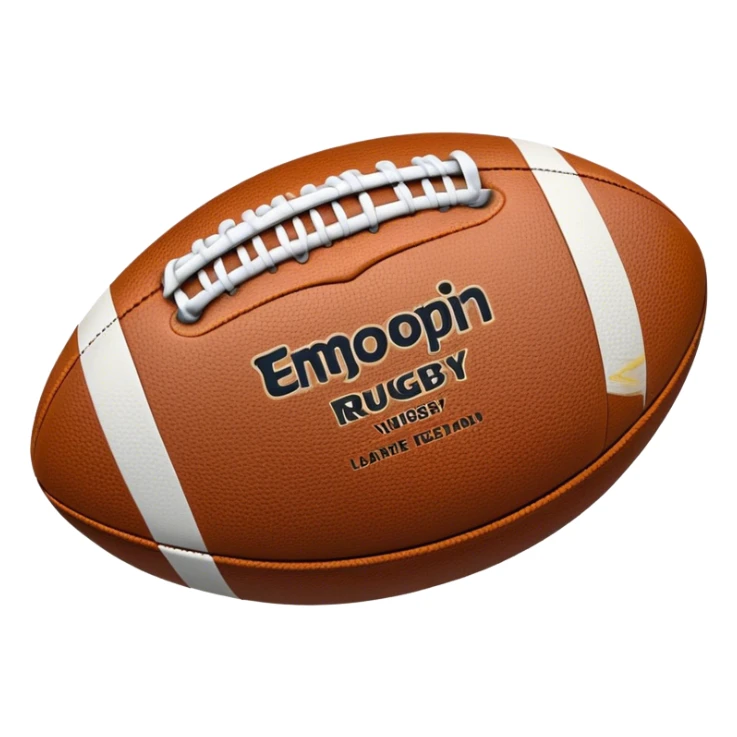 Cinematic Realistic image of a rugged rugby ball with detailed leather textures and precise stitching, rendered against a sunlit field backdrop with dynamic natural lighting that emphasizes its robust character sticker